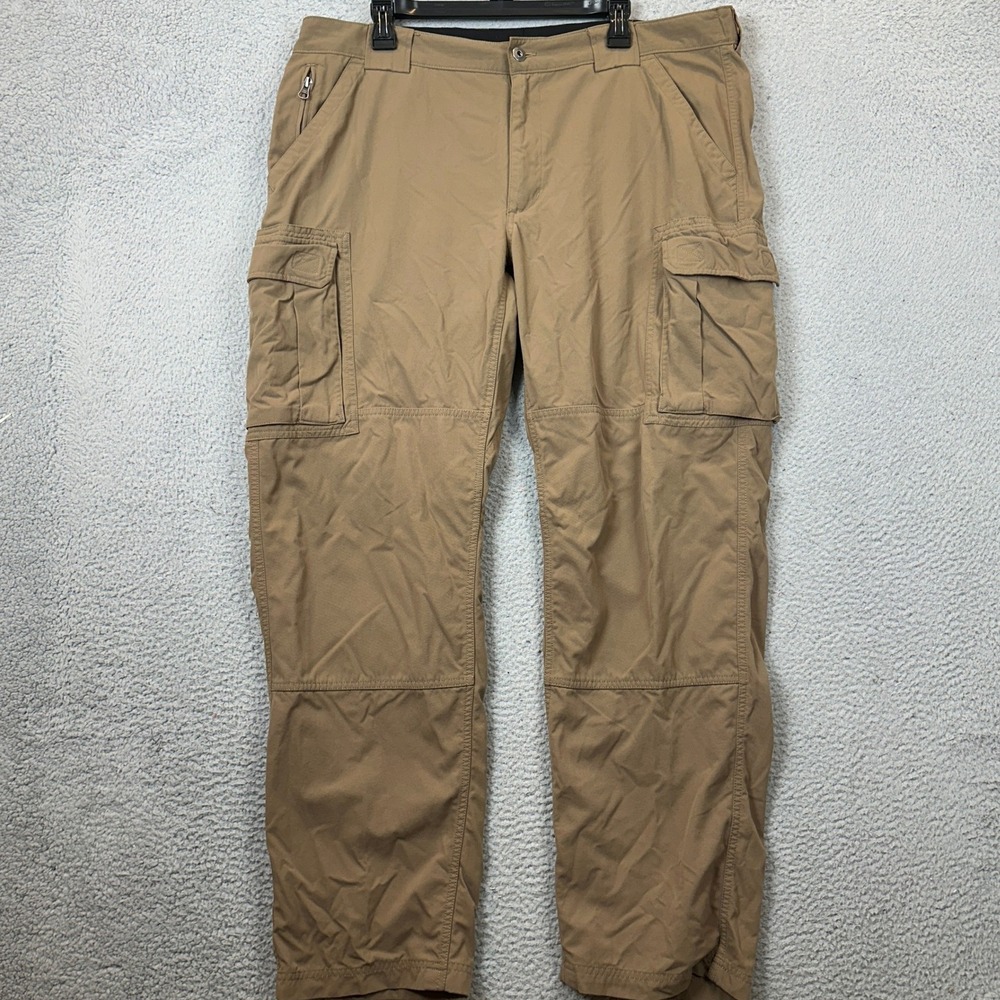 Duluth Trading Co. Pants Mens XL-34 Dry on the Fly Tan Cargo Hiking Workwear EUC